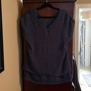 A star navy and white blouse v neck